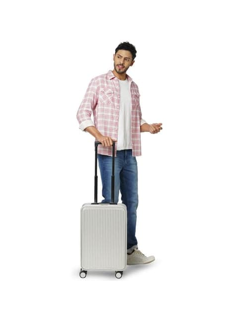 Perquisite Aluminium Trolly Silver Textured Hard Cabin Bag - 56 cm