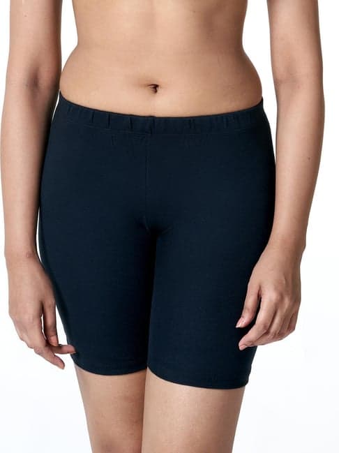BLOSSOM Black Cotton Regular Fit Cycling Shorts - Women's Activewear