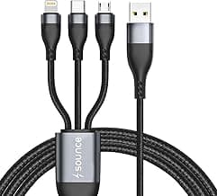 Sounce 100W Fast Charging Cable with Type C, Micro USB & Lightning Connectors