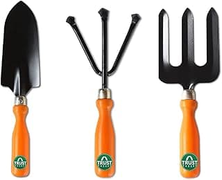 TrustBasket Set of 3 Garden Tools: Trowel, Cultivator & Fork Combo