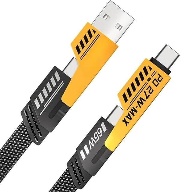 KUZOOM 4-in-1 Fast Charging Cable 65W Braided Multi Port USB C/A Lightning
