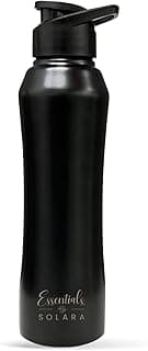 SOLARA 1 Litre Stainless Steel Sipper Water Bottle - Leak Proof, Black