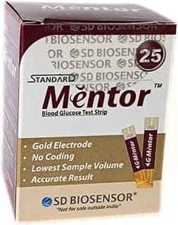 STANDARD Mentor Blood Glucose Test Strips (Pack of 25) - Glucometer Strips