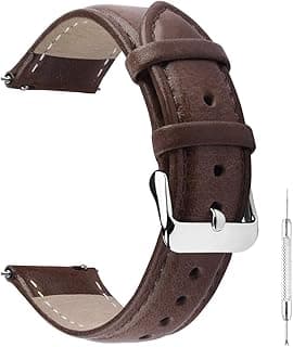 Fullmosa 22mm Brown Leather Watch Strap - Compatible with Multiple Smartwatches