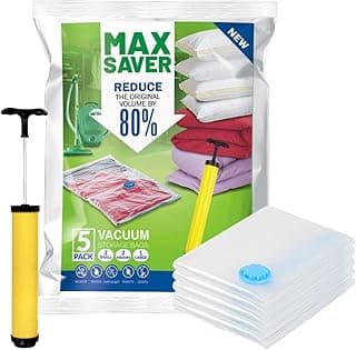 Max Saver Nylon Vacuum Storage Bags for Travel,Reusable Space Saving Bags