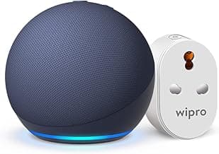 Amazon Echo Dot (5th Gen, Blue) Smart Home Speaker with Wipro Smart Plug Combo