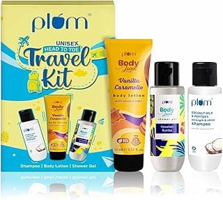 Plum Unisex Head To Toe Travel Kit with Shower Gel, Shampoo & Body Lotion