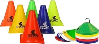 BELCO Sports 6 Inch PVC Cones and Space Markers Agility Training Combo