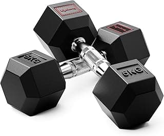 Lifelong Rubber Coated Hexa Dumbbell Set (5Kg x 2) for Home Gym - Exercise Equipment