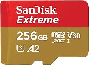 SanDisk Extreme 256GB microSDXC Memory Card for 4K Video