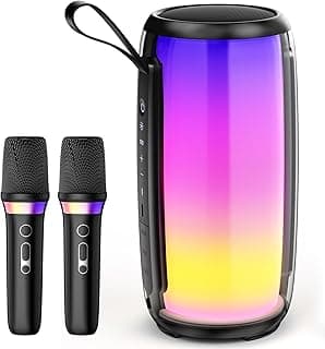 JYX Portable Karaoke Speaker System with 2 Wireless Microphones & Lights
