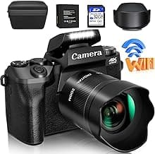 LEQTRONIQ 4K Digital Camera for Vlogging, 64MP, WiFi, Touchscreen, Flash, 32GB SD