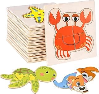 Authfort Wooden Animal Jigsaw Puzzles for Toddlers - Educational Montessori Toys