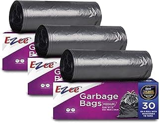 Ezee Black Garbage Bags for Dustbin - 90 Pcs (3 Packs)