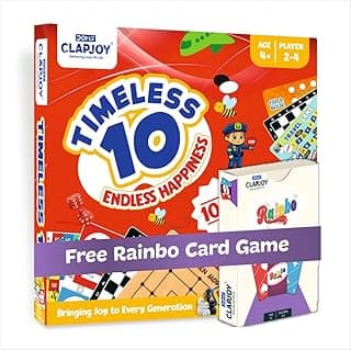 Clapjoy Timeless 10-in-1 Board Games Combo for Kids & Adults