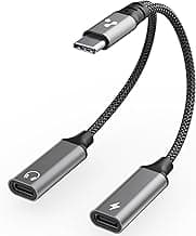 Ambrane 2-in-1 Type C Audio & Charging Adapter for Phones/Laptops