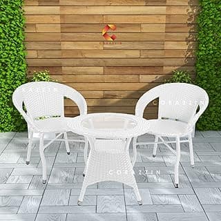 CORAZZIN Garden Patio Seating Chair and Table Set with Glass Balcony Outdoor Furniture