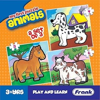 Frank Animals - Set of 3 Jigsaw Puzzles for Kids - Brain Booster Games