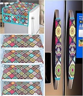 Grisha Home Fridge Top Cover Combo Set of 7 - Rajasthani Print