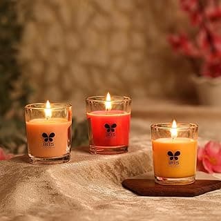 Iris Home Fragrances Scented Shot Glass Candles Pack of 3 - Assorted Scents - 40g Each